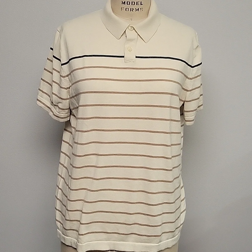 Banana Republic Mens Striped Short Sleeve Polo Shirt Large